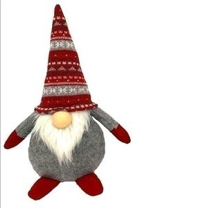 2 Festive Living standing black grey and white standing fabric gnome with hat-PC